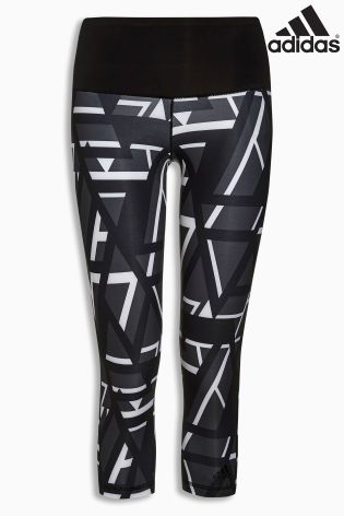 Black Adidas Gym Print 3/4 Pant